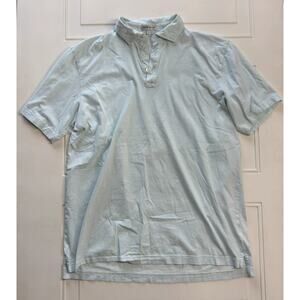 Peter Millar Men’s Sz L 100% Pima Cotton Light Blue Striped Polo Shirt